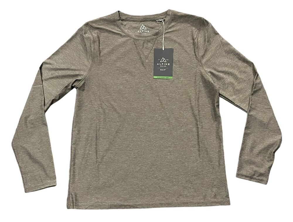 ALPINE DESIGN Men's Long Sleeve Active Top Dark Beige Small NWT